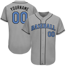 Load image into Gallery viewer, Custom Gray Light Blue-Black Authentic Father&#39;s Day Baseball Jersey

