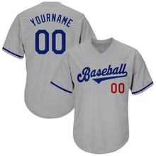 Load image into Gallery viewer, Custom Gray Royal-Red Authentic Throwback Rib-Knit Baseball Jersey Shirt
