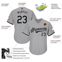 Load image into Gallery viewer, Custom Gray Black-White Authentic Throwback Rib-Knit Baseball Jersey Shirt
