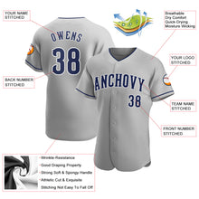 Load image into Gallery viewer, Custom Gray Navy-White Authentic Baseball Jersey

