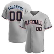 Load image into Gallery viewer, Custom Gray Black-Powder Blue Authentic Baseball Jersey

