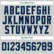 Load image into Gallery viewer, Custom Gray Navy-Aqua Authentic Baseball Jersey
