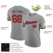Load image into Gallery viewer, Custom Gray Red-Navy Performance T-Shirt
