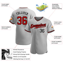 Load image into Gallery viewer, Custom Gray Red-Black Authentic Baseball Jersey
