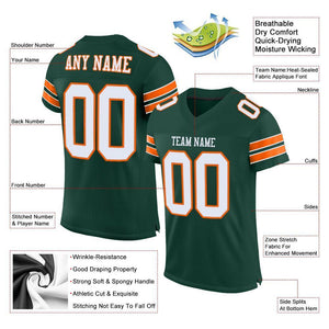 Custom Green White-Orange Mesh Authentic Football Jersey