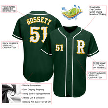 Load image into Gallery viewer, Custom Green White-Gold Authentic Baseball Jersey
