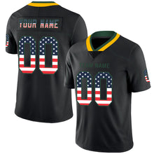 Load image into Gallery viewer, Custom Lights Out Black Green-Gold USA Flag Fashion Football Jersey
