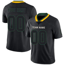 Load image into Gallery viewer, Custom Lights Out Black Green-Gold Football Jersey
