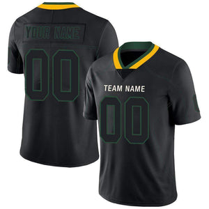 Custom Lights Out Black Green-Gold Football Jersey