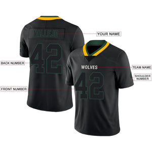 Custom Lights Out Black Green-Gold Football Jersey