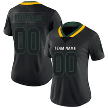 Load image into Gallery viewer, Custom Lights Out Black Green-Gold Football Jersey
