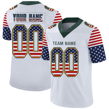 Load image into Gallery viewer, Custom White Green-Gold USA Flag Fashion Football Jersey
