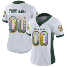 Load image into Gallery viewer, Custom White Green-Gold Mesh Drift Fashion Football Jersey
