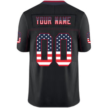 Load image into Gallery viewer, Custom Lights Out Black Red-Navy USA Flag Fashion Football Jersey
