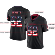 Load image into Gallery viewer, Custom Lights Out Black Red-Navy USA Flag Fashion Football Jersey
