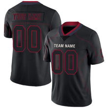 Load image into Gallery viewer, Custom Lights Out Black Red-Navy Football Jersey
