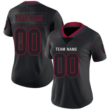 Custom Lights Out Black Red-Navy Football Jersey