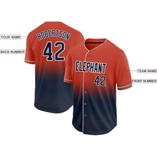 Load image into Gallery viewer, Custom Orange Navy-White Fade Baseball Jersey

