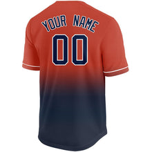 Load image into Gallery viewer, Custom Orange Navy-White Fade Baseball Jersey
