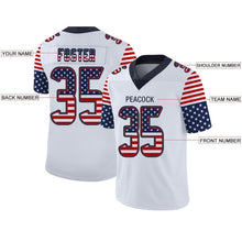 Load image into Gallery viewer, Custom White Navy-Red USA Flag Fashion Football Jersey
