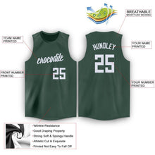 Load image into Gallery viewer, Custom Hunter Green White Round Neck Basketball Jersey
