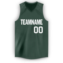 Load image into Gallery viewer, Custom Hunter Green White V-Neck Basketball Jersey
