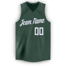 Load image into Gallery viewer, Custom Hunter Green White V-Neck Basketball Jersey
