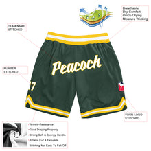 Load image into Gallery viewer, Custom Hunter Green White-Gold Authentic Throwback Basketball Shorts
