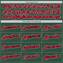 Load image into Gallery viewer, Custom Hunter Green Red-Black Authentic Throwback Basketball Jersey

