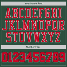 Load image into Gallery viewer, Custom Hunter Green Red-Black Authentic Throwback Basketball Jersey
