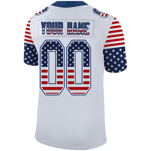 Custom White Royal-Red USA Flag Fashion Football Jersey