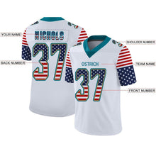 Load image into Gallery viewer, Custom White Teal-Old Gold USA Flag Fashion Football Jersey
