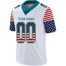 Load image into Gallery viewer, Custom White Teal-Old Gold USA Flag Fashion Football Jersey

