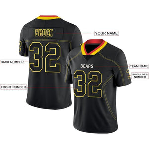 Custom Lights Out Black Gold-Scarlet Football Jersey