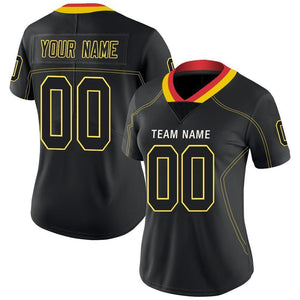 Custom Lights Out Black Gold-Scarlet Football Jersey