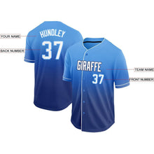 Load image into Gallery viewer, Custom Royal White-Light Blue Fade Baseball Jersey
