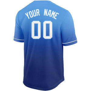 Custom Royal White-Light Blue Fade Baseball Jersey