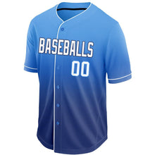 Load image into Gallery viewer, Custom Royal White-Light Blue Fade Baseball Jersey

