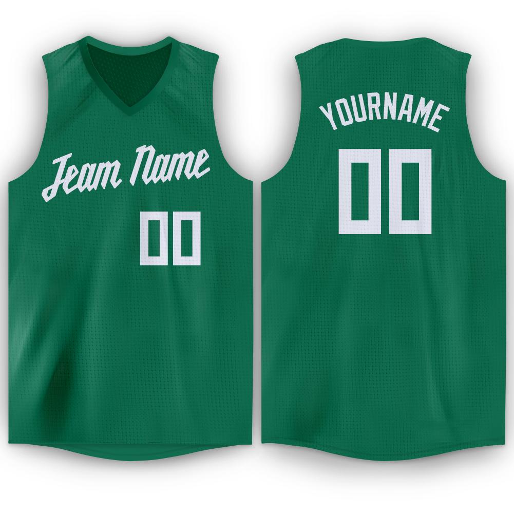 FIITG Custom Basketball Jersey Kelly Green White Pinstripe Black Authentic Youth Size:L