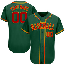 Load image into Gallery viewer, Custom Kelly Green Red-Gold Authentic Baseball Jersey
