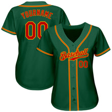 Load image into Gallery viewer, Custom Kelly Green Red-Gold Authentic Baseball Jersey
