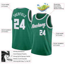Load image into Gallery viewer, Custom Kelly Green White-Silver Gray Round Neck Rib-Knit Basketball Jersey
