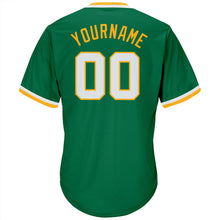 Load image into Gallery viewer, Custom Kelly Green White-Gold Authentic Throwback Rib-Knit Baseball Jersey Shirt
