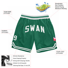 Load image into Gallery viewer, Custom Kelly Green White Authentic Throwback Basketball Shorts
