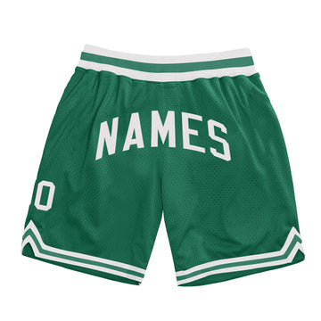 Custom Kelly Green White Authentic Throwback Basketball Shorts