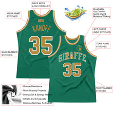 Load image into Gallery viewer, Custom Kelly Green Old Gold-White Authentic Throwback Basketball Jersey
