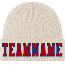 Load image into Gallery viewer, Custom Khaki Red-Royal Stitched Cuffed Knit Hat
