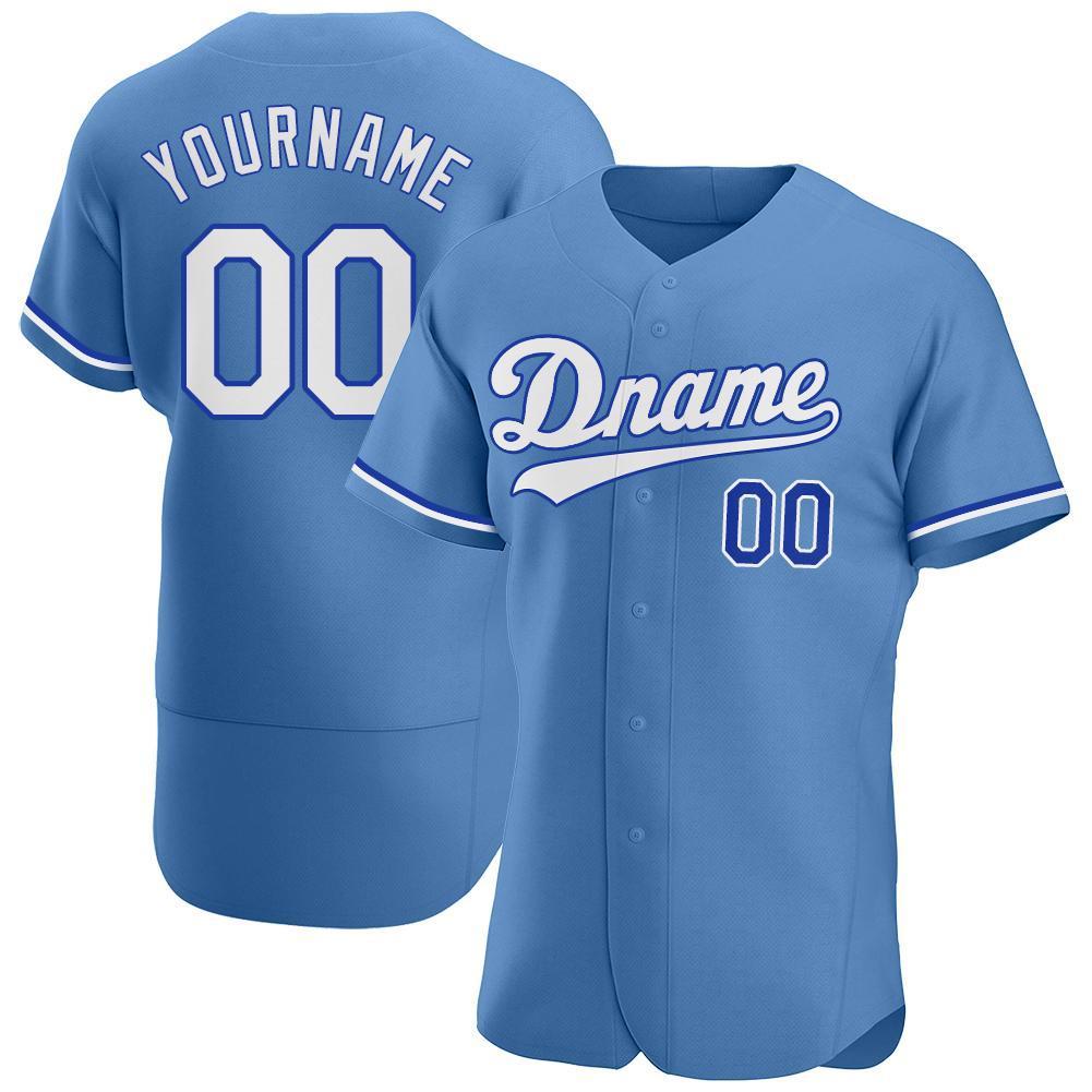 Custom Light Blue White-Royal Authentic Baseball Jersey