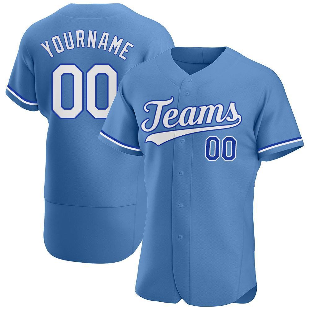 Custom Light Blue White-Royal Authentic Baseball Jersey