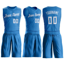 Load image into Gallery viewer, Custom Blue White Round Neck Suit Basketball Jersey
